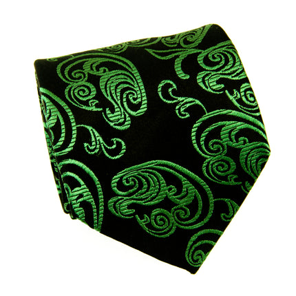 Emerald Green and Black Paisley Silk Necktie Paul Malone Ties - Paul Malone.com