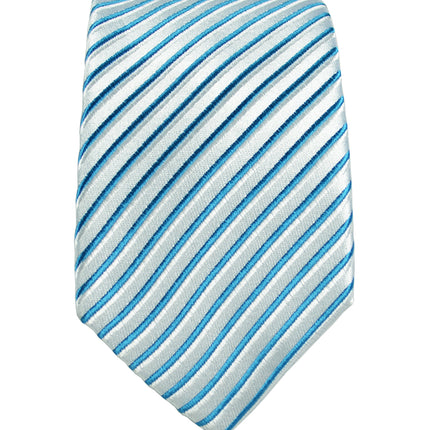 Vivid Blue Striped Silk Necktie Paul Malone Ties - Paul Malone.com