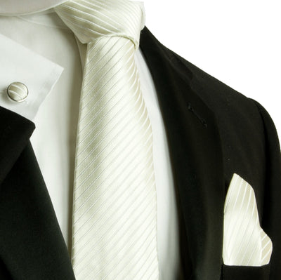 White Silk Necktie Set by Paul Malone Paul Malone Ties - Paul Malone.com