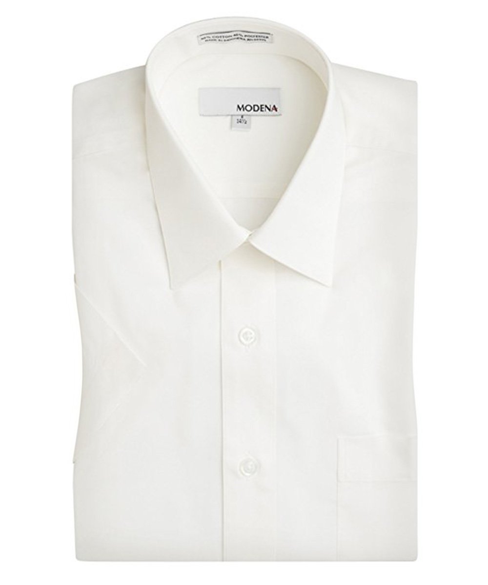 White Poplin Short Sleeve Dress Shirt