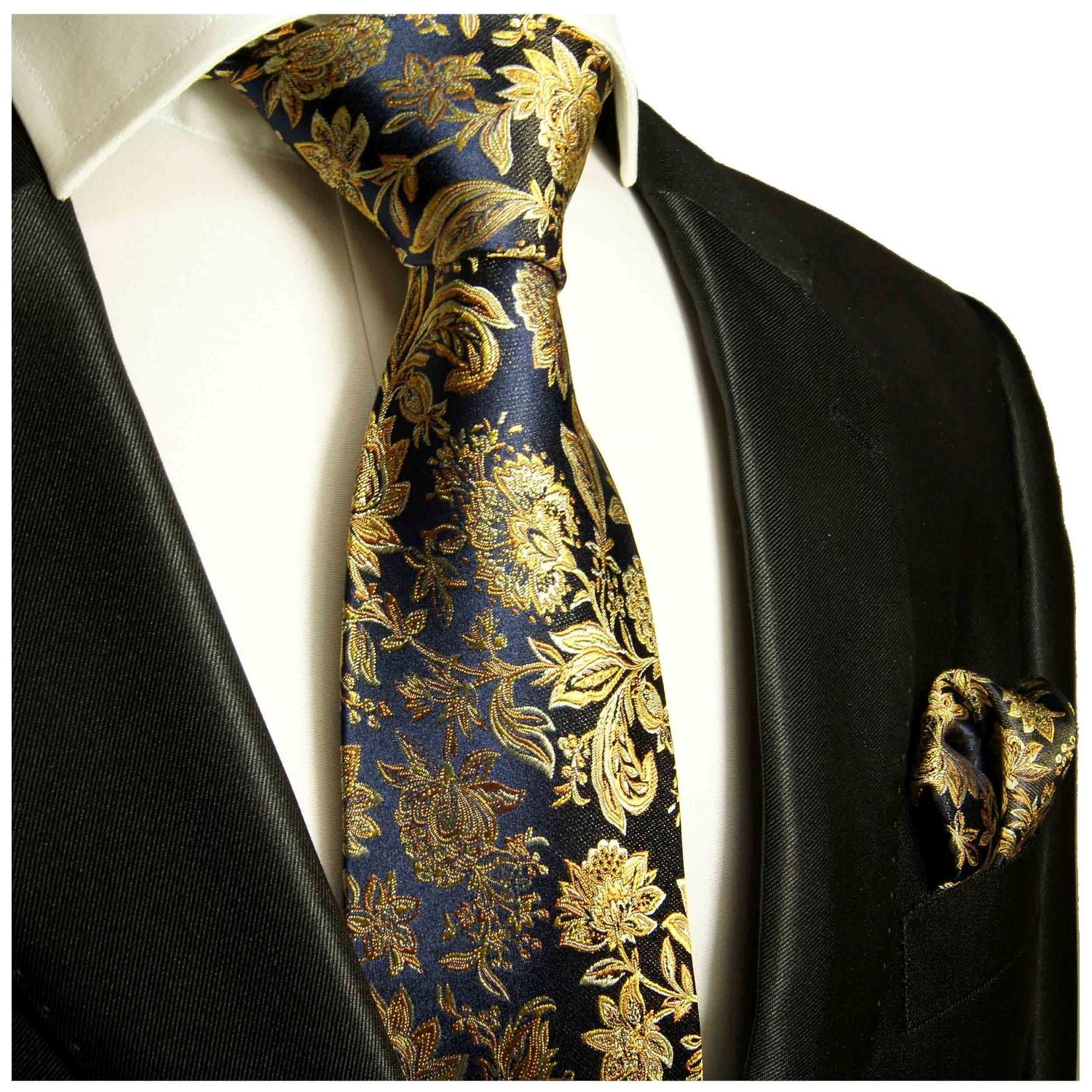 Classic Mens Necktie for Business Paisley Silk Tie with Tie Clip