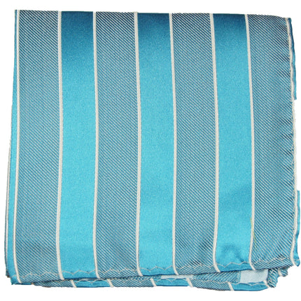 Turquoise Striped Silk Pocket Square Paul Malone Pocket Square - Paul Malone.com