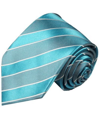 Turquoise Striped Silk Necktie Paul Malone Ties - Paul Malone.com