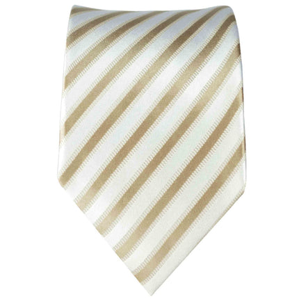 Tan and Cream Striped Silk Necktie Paul Malone Ties - Paul Malone.com