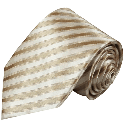 Tan and Cream Striped Silk Necktie Paul Malone Ties - Paul Malone.com