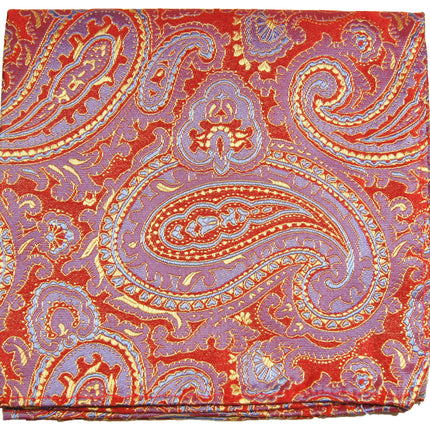 Red, Gold and Blue Paisley Silk Pocket Square Paul Malone Pocket Square - Paul Malone.com