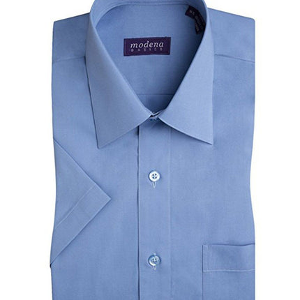 Solid Blue Poplin Short Sleeve Dress Shirt Paul Malone Solid Blue Poplin Short Sleeve Dress Shirt Paul Malone