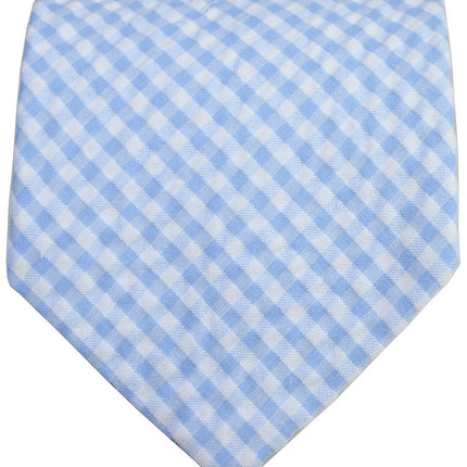 Lite Blue and White Gingham Cotton Tie Paul Malone Ties - Paul Malone.com
