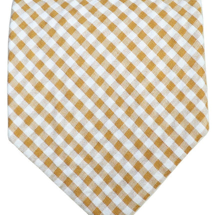 Camel and White Gingham Cotton Tie Paul Malone Ties - Paul Malone.com