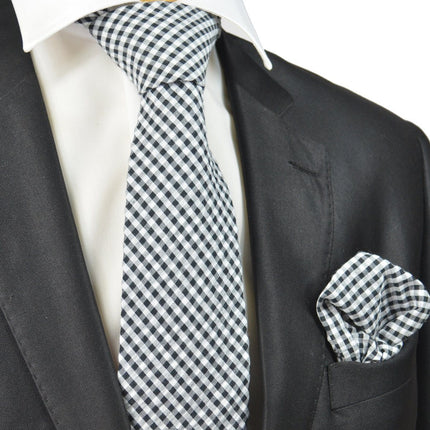 Black and White Gingham Cotton Tie Paul Malone Ties - Paul Malone.com