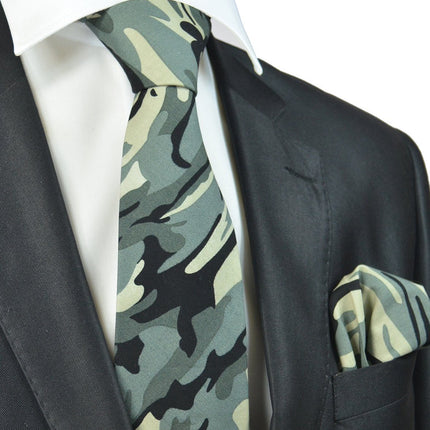 Grey Camouflage Cotton Tie Set Paul Malone Ties - Paul Malone.com
