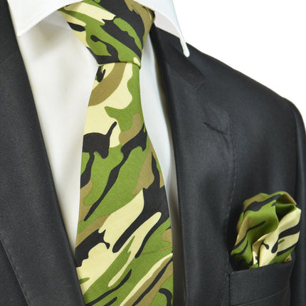 Green Camouflage Cotton Tie Set Paul Malone Ties - Paul Malone.com