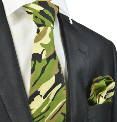 Green Camouflage Cotton Tie Set Paul Malone Ties - Paul Malone.com