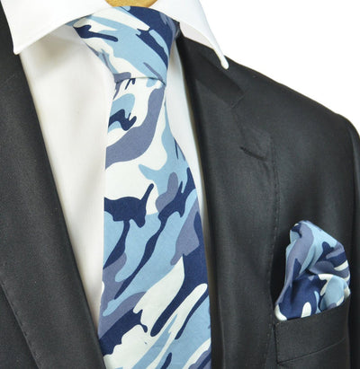 Blue Camouflage Cotton Tie Set Paul Malone Ties - Paul Malone.com