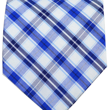 Blue and White Plaid Cotton Necktie Paul Malone Ties - Paul Malone.com
