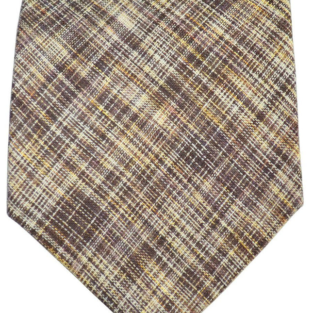 Tan Patterned Cotton/Linen Blend Necktie Paul Malone Ties - Paul Malone.com