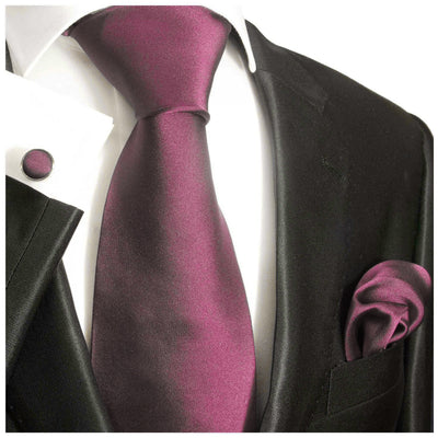 Solid Mellow Mauve Purple Silk Necktie Set Paul Malone Ties - Paul Malone.com
