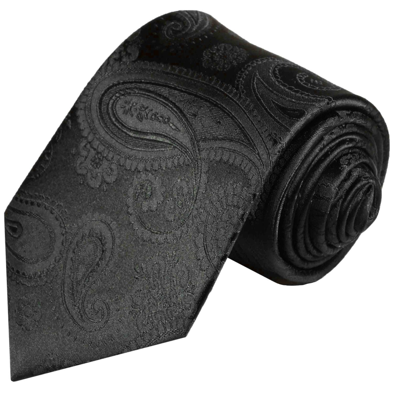 Classic Black Paisley Men's Tie and Pocket Square | Paul Malone