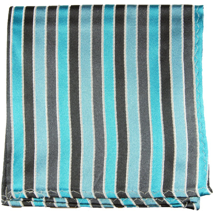 Turquoise Striped Silk Pocket Square Paul Malone Pocket Square - Paul Malone.com