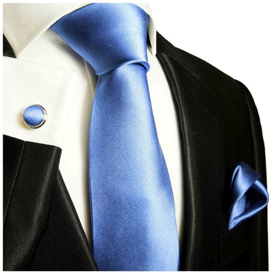 Solid Blue Silk Tie and Accessories in Silk Paul Malone Ties - Paul Malone.com