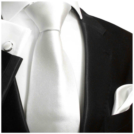 Solid White Formal Silk Necktie Paul Malone Ties - Paul Malone.com