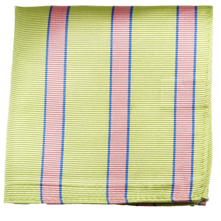 Green and Pink Striped Silk Pocket Square Paul Malone Pocket Square - Paul Malone.com