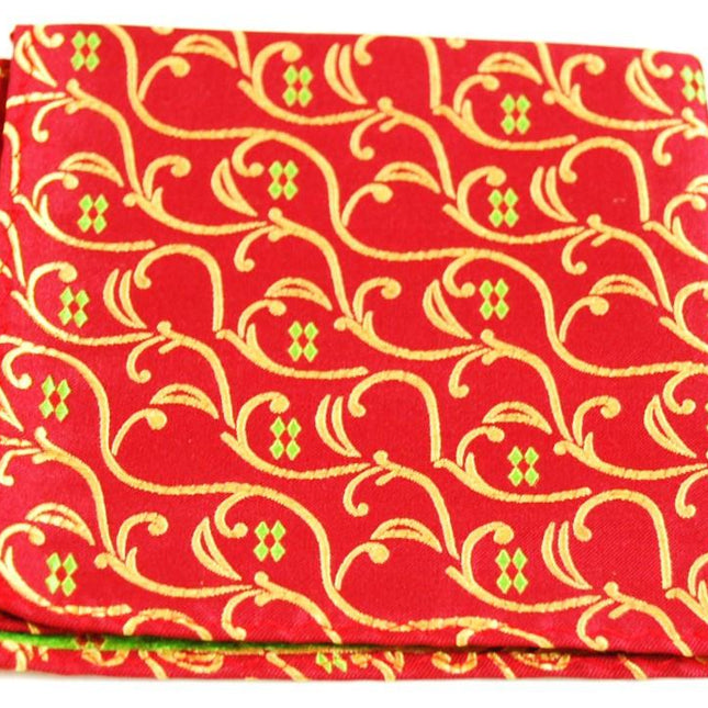 Red and Gold Vines Silk Pocket Square Paul Malone  - Paul Malone.com