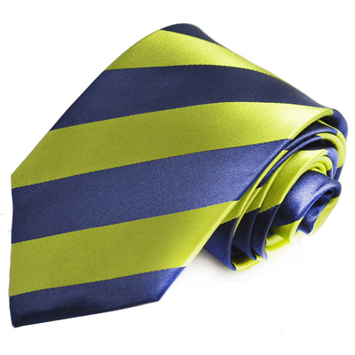 Green and Navy Striped Silk Necktie Set by Paul Malone Paul Malone Ties - Paul Malone.com