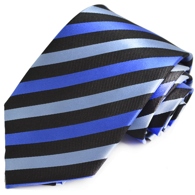 Blue and Black Striped Silk Tie Set by Paul Malone Paul Malone Ties - Paul Malone.com