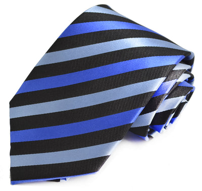 Blue and Black Striped Silk Tie Set by Paul Malone Paul Malone Ties - Paul Malone.com