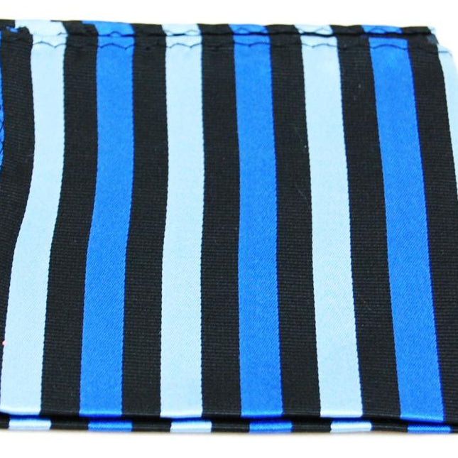 Blue and Black Striped Silk Pocket Square Paul Malone  - Paul Malone.com