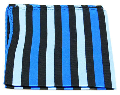 Blue and Black Striped Silk Pocket Square Paul Malone  - Paul Malone.com