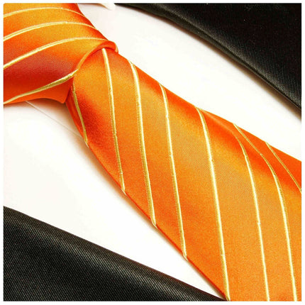 Orange Striped Silk Necktie Paul Malone Ties - Paul Malone.com