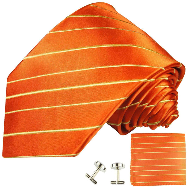 Orange Striped Silk Necktie Paul Malone Ties - Paul Malone.com