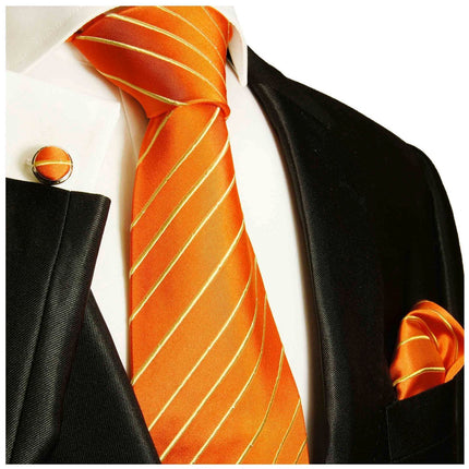 Orange Striped Silk Necktie Paul Malone Ties - Paul Malone.com