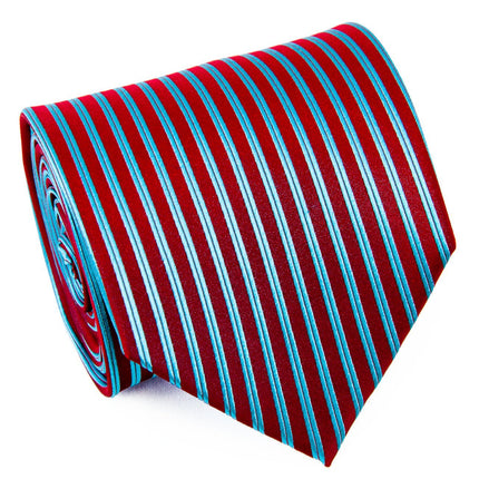 Red and Turquoise Striped Silk Necktie Set Paul Malone Ties - Paul Malone.com