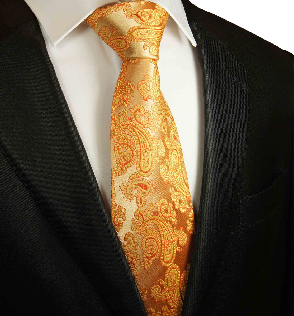 Gold Paisley Boys Tie by Paul Malone | Paul Malone