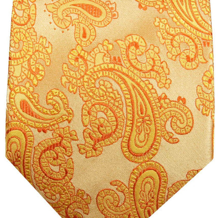 Men's Silk Necktie in Gold Paisleys Paul Malone Ties - Paul Malone.com
