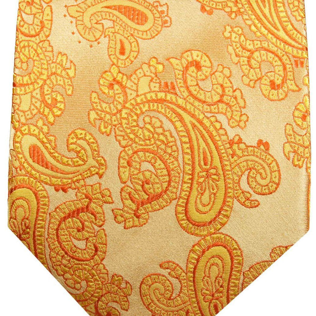 Men's Silk Necktie in Gold Paisleys Paul Malone Ties - Paul Malone.com