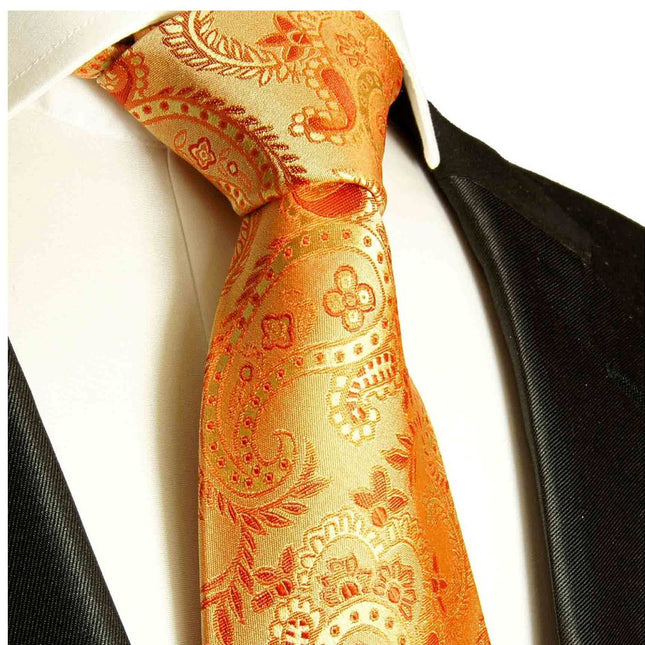 Orange Paisley Boys Silk Tie by Paul Malone Paul Malone Ties - Paul Malone.com