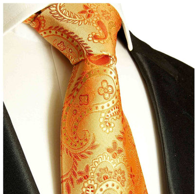 Orange Paisley Silk Necktie by Paul Malone Paul Malone Ties - Paul Malone.com