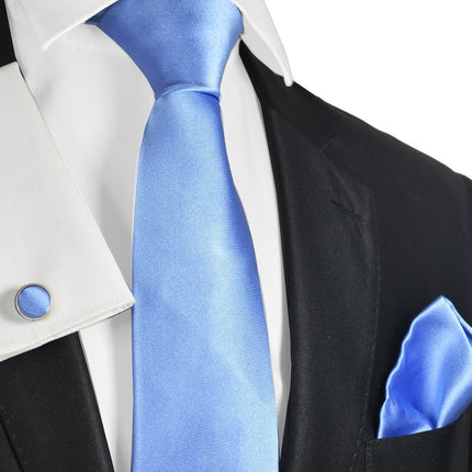 Satin Lite Blue Paul Malone Silk Tie and Accessories Paul Malone Ties - Paul Malone.com