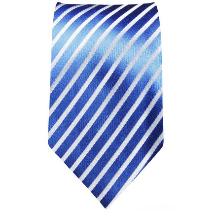 Royal Blue and White Striped Necktie Set Paul Malone Ties - Paul Malone.com