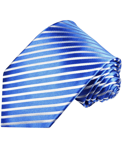 Royal Blue and White Striped Necktie Set Paul Malone Ties - Paul Malone.com