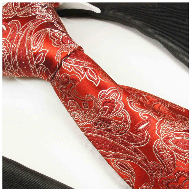 Elegant Red Paisley Silk Necktie Paul Malone Ties - Paul Malone.com