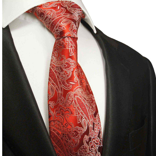 Elegant Red Paisley Silk Necktie Paul Malone Ties - Paul Malone.com