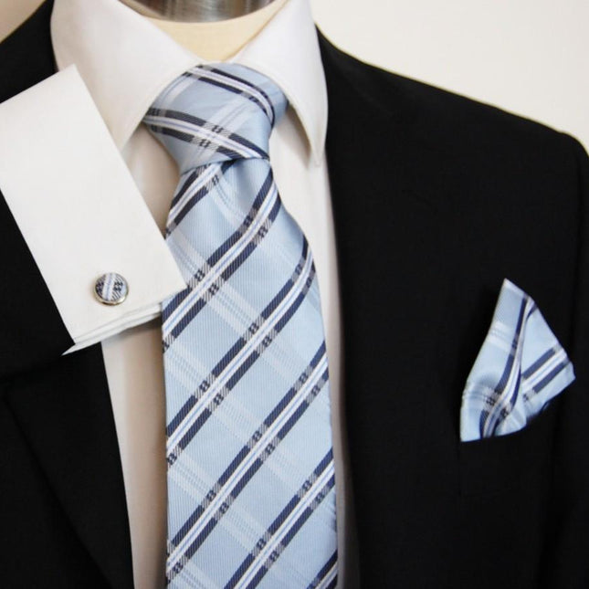 Blue Plaid Silk Tie and Accessories in Silk Paul Malone Ties - Paul Malone.com