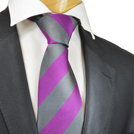 Sparkling Grape and Charcoal Silk Necktie Paul Malone Ties - Paul Malone.com