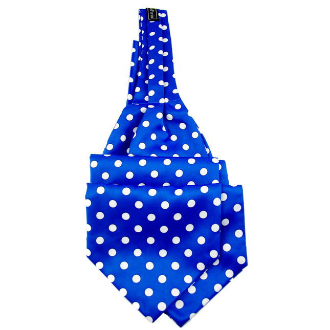 Royal Blue Polka Dot Ascot Tie and Pocket Square Paul Malone Ascot - Paul Malone.com