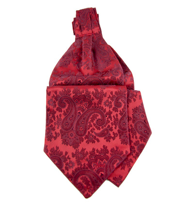 Wine Red Paisley Ascot Tie and Pocket Square Paul Malone Ascot - Paul Malone.com